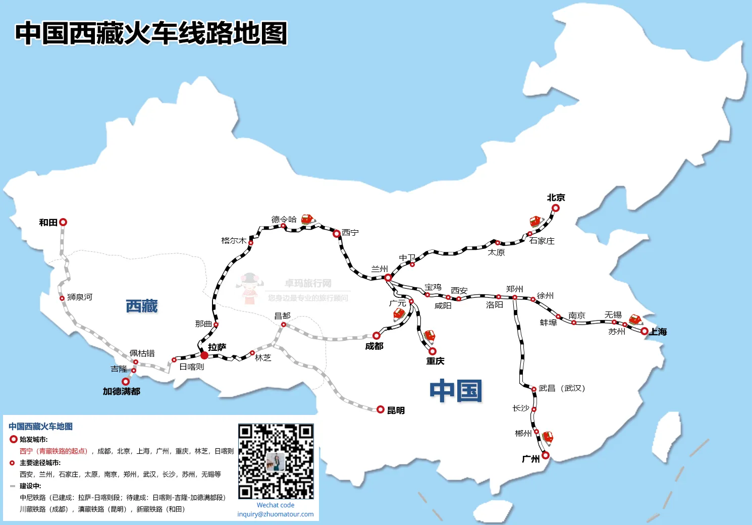 西藏火车线路图