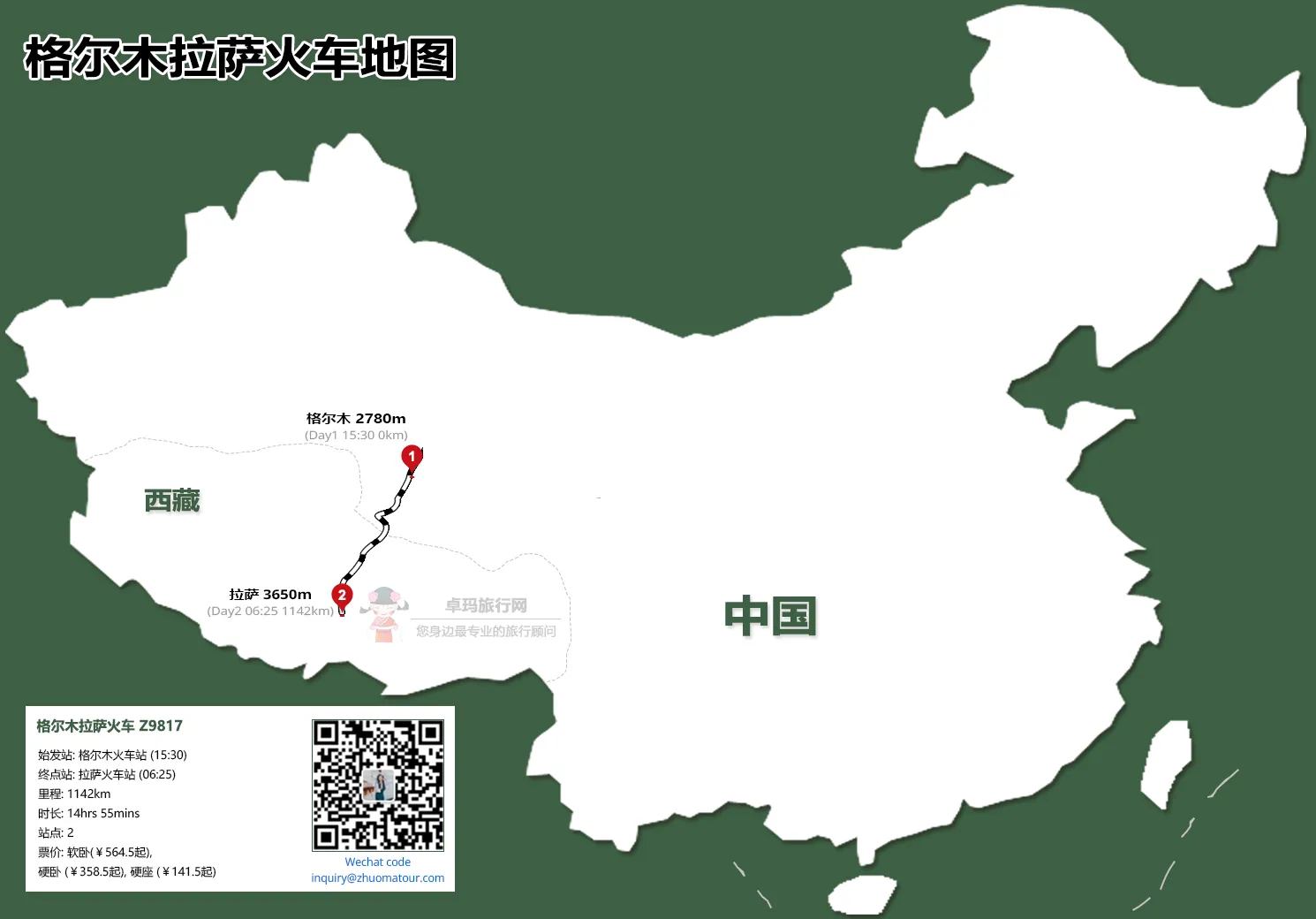 格尔木-拉萨火车地图