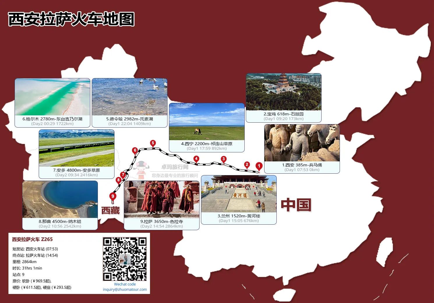 Xi'an to Lhasa Train Map